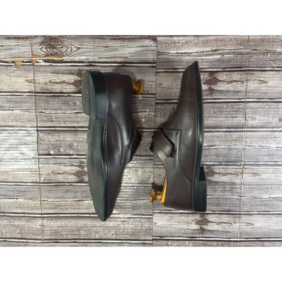 Bally Cabiri Calf Plain Leather Shoes color Moka Sz 9 F made in Italy - Picture 5 of 10